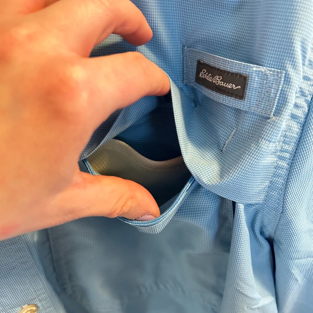 Eddie Bauer Guide Long Sleeve Shirt Mens Size XXL Sky Blue Button Down Hiking - Picture 3 of 9
